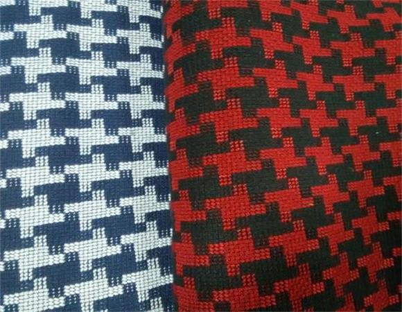 棉涤色织提花双色千鸟格服装秋冬外套面料