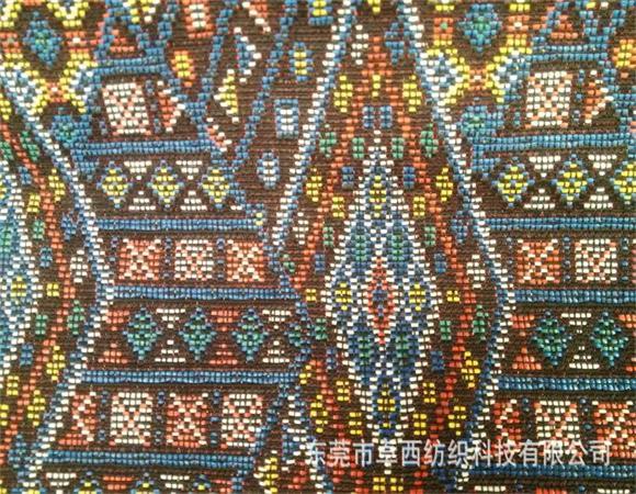 民族风图案环保pp草编织菱形拉菲草面料